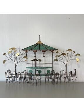Curtis Jere Bandstand Gazebo Mid-Century Copper Wall Art Sculpture
